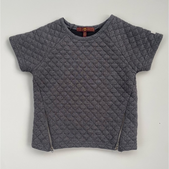 7 for Mankind Little Boys Gray Grey Quilted Short Sleeve Top Size 4T - Picture 1 of 6